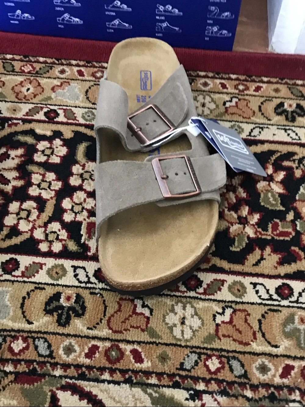 Birkenstock Men’s Arizona Suede Sandals in Taupe